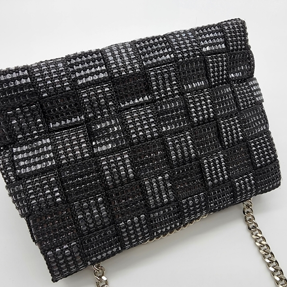 Alma Tonutti Handmade Italian Artisan Black Metallic Woven Crossbody Handbag - Picture 5 of 16